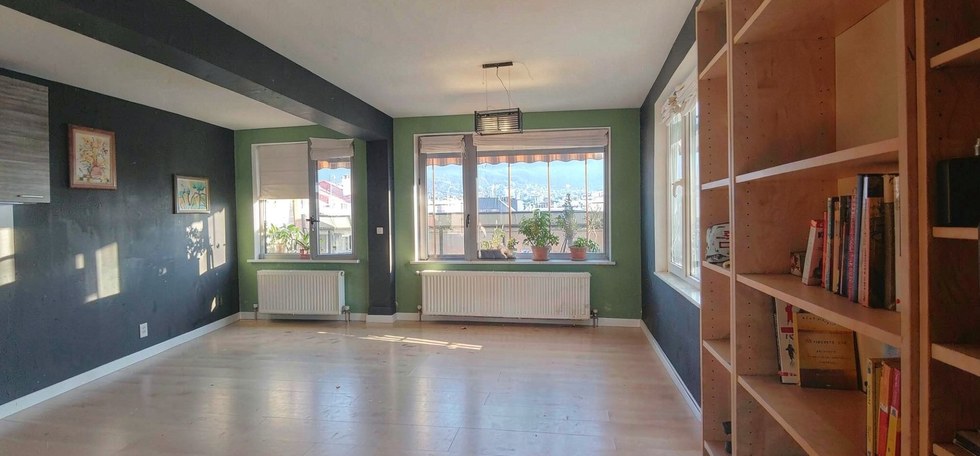 Avant: Un salon ensoleillé en vert menthe